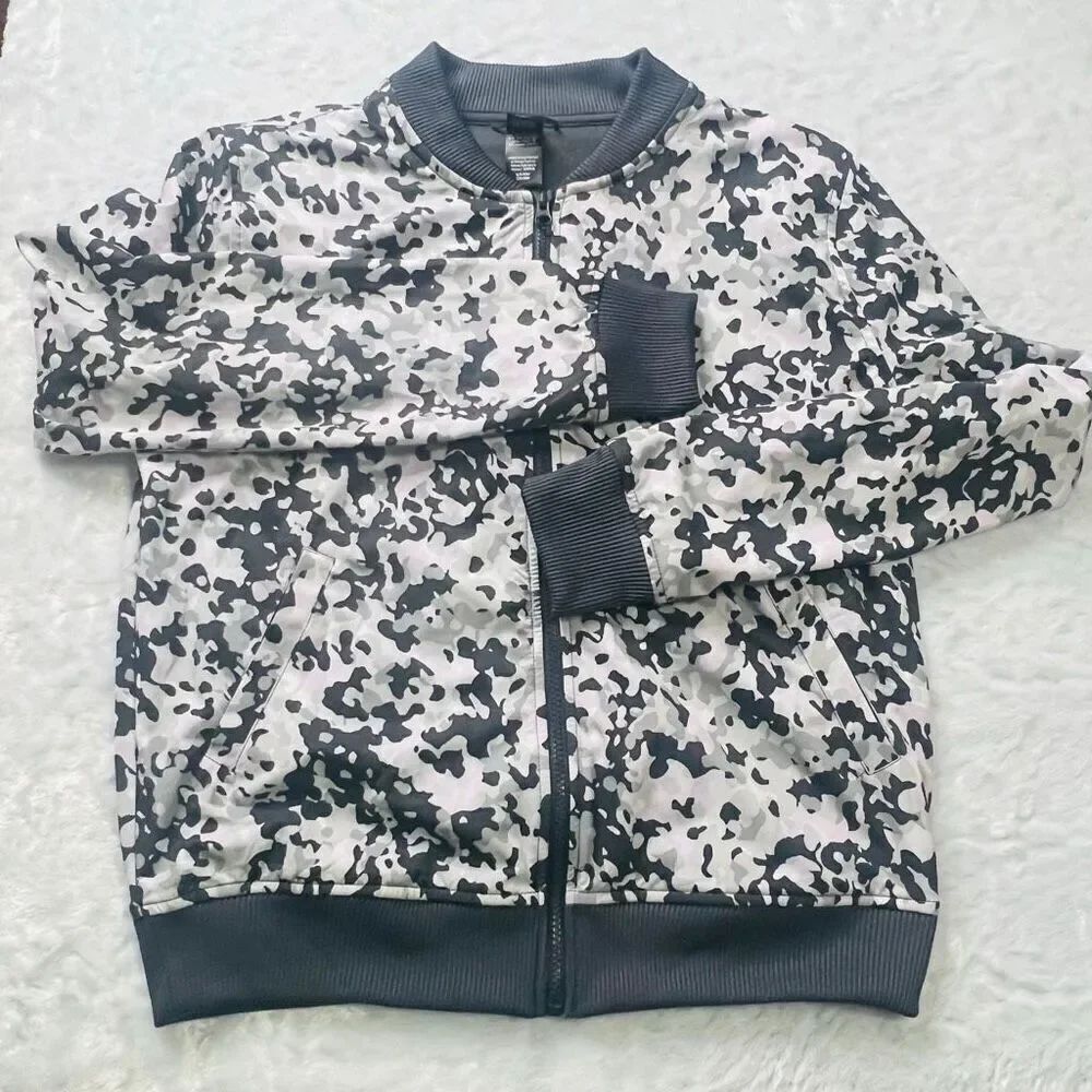 Victoria's Secret Sport Womens Gray Pink Camo Zip Up Bomber Jacket Size Small